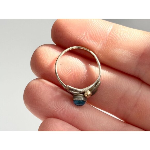 London Blue Topaz Ocean Drop 14k Accents Sterling Silver 925 Vintage Ring - sz 5 - Picture 10 of 13